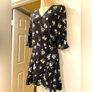 Loft Polka Dot Floral Wrap Romper Dress